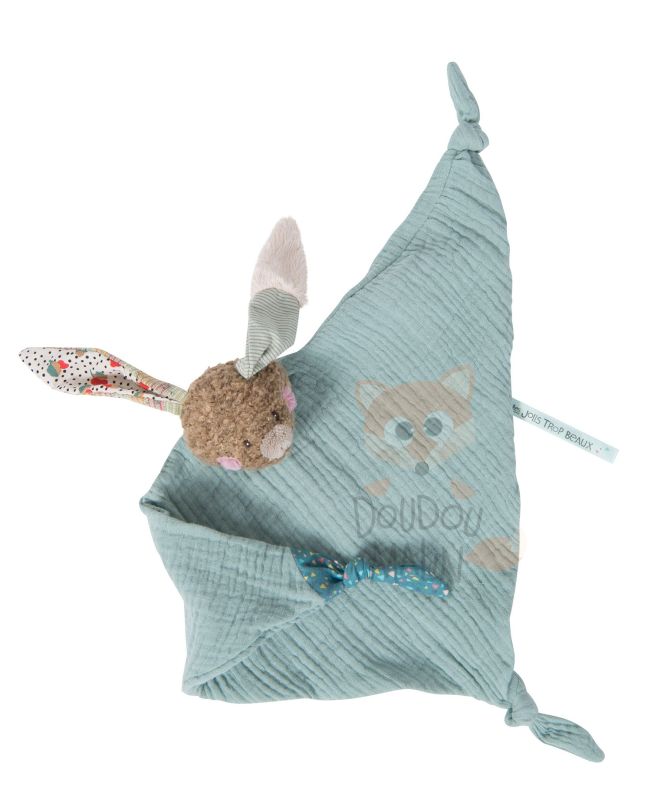  les jolis trop beaux muslin comforter blue rabbit  